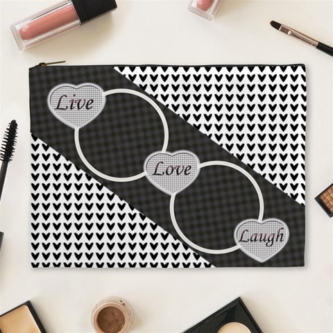 Live, Love, Laugh Xl Cosmetic Bag By Daniela Front