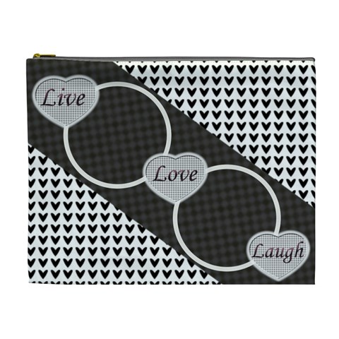 Live, Love, Laugh Xl Cosmetic Bag By Daniela Front