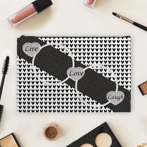 Live, Love, Laugh L Cosmetic Bag By Daniela Front