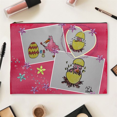 Easter Eggs And Pink Chicks By Trine Front