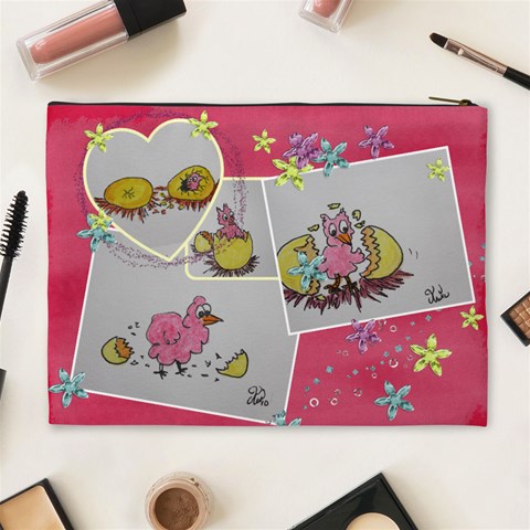 Easter Eggs And Pink Chicks By Trine Back