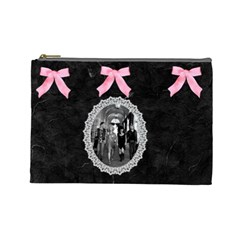 black & pink bow lg cosmetic bag - Cosmetic Bag (Large)