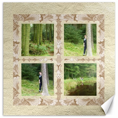 Mocha Damask 16 X 16 Unframed Canvas By Catvinnat 15.2 x15.41  Canvas - 1