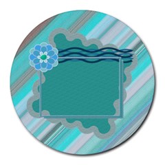 Blue flower mousepad - Round Mousepad