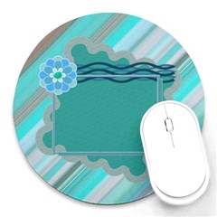 Blue flower mousepad - Round Mousepad