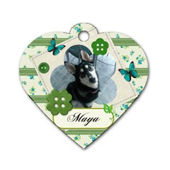 papillon - Dog Tag Heart (One Side)