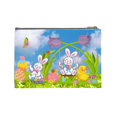 Happy Easter Large Cosmetic Bag By Catvinnat Back