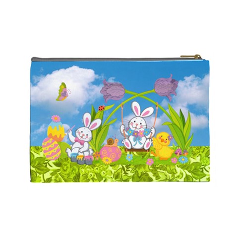 Happy Easter Large Cosmetic Bag By Catvinnat Back