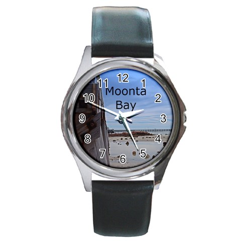 Moonta Bay Jetty Round Metal Watch By Chris Front