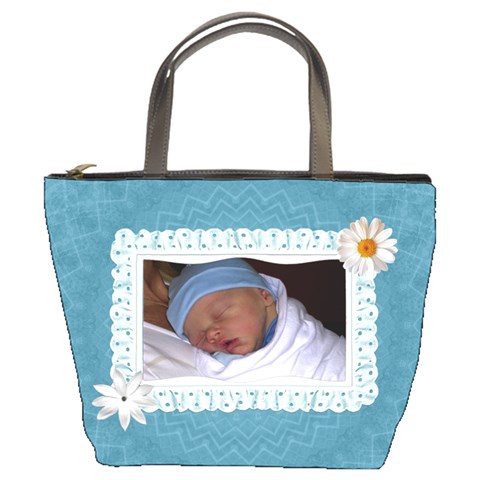 Baby Blue Floral Bucket Bag By Lil Front