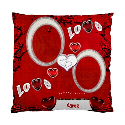 Red Love Heart 2 Photo Cushion Case By Ellan Front