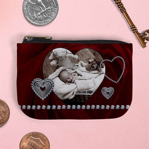 Red Hearts Mini Coin Purse By Lil Front