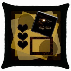 I heart you black gold throw pillow - Throw Pillow Case (Black)