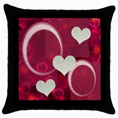I Heart you hot pink throw pillow - Throw Pillow Case (Black)