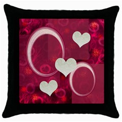 I Heart you hot pink throw pillow - Throw Pillow Case (Black)