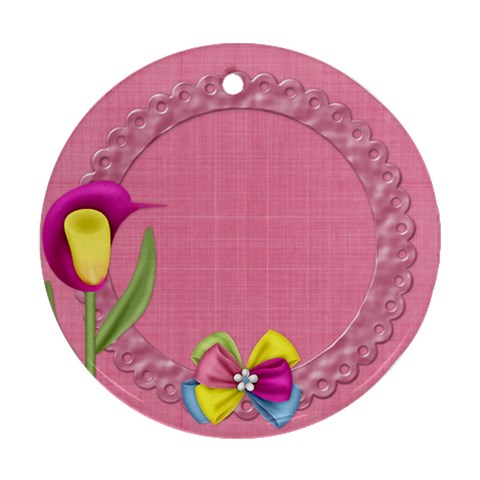 Eggzactly Spring Easter Round Ornament 1 By Lisa Minor Front