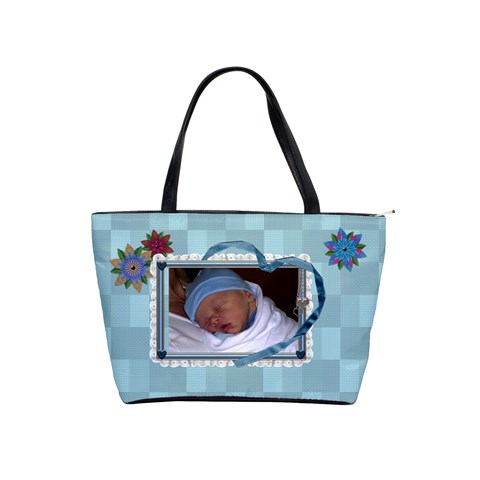 Blue Check/flowered Classic Shoulder Handbag By Lil Front