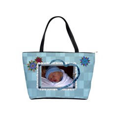 Blue Check/Flowered Classic Shoulder Handbag