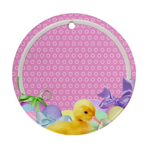 Easter Ducklings Round Ornament By Laurrie Front