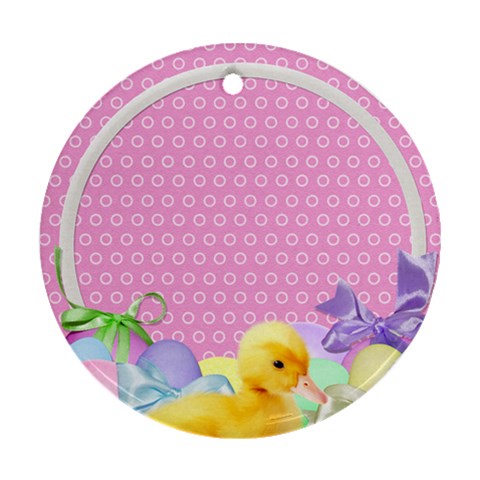 Easter Ducklings Round Ornament By Laurrie Front