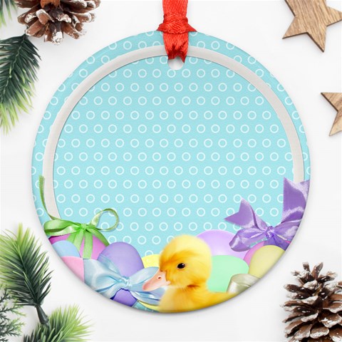 Easter Ducklings Round Ornament By Laurrie Back