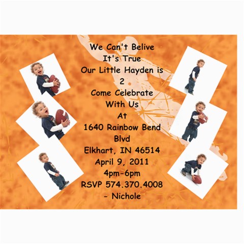 Birthday Invite By Nichole 7 x5  Photo Card - 3