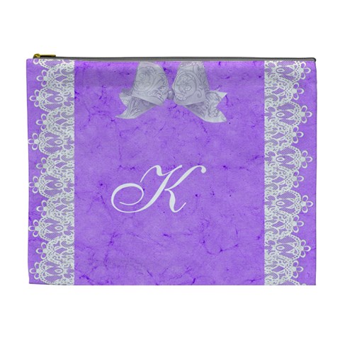 Purple Xl Cosmetic Case By Kim White Front