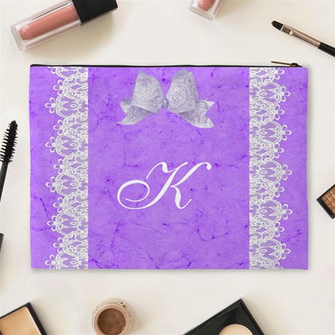 Purple Xl Cosmetic Case By Kim White Back