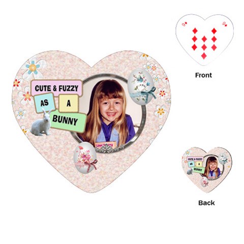 Cute & Fuzzy Easter Heart Playing Cards By Lil Front