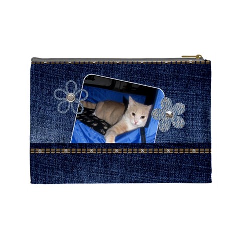 Denim Delight Large Cosmetic Bag By Lil Back