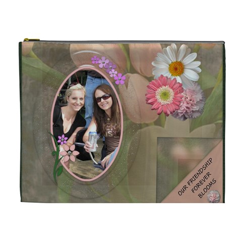Friendship Forever Blooms Xl Cosmetic Bag By Lil Front