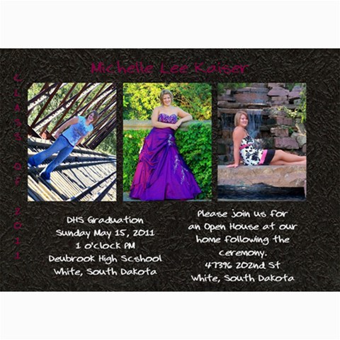 Shelly Grad Invite By Pam 7 x5  Photo Card - 2
