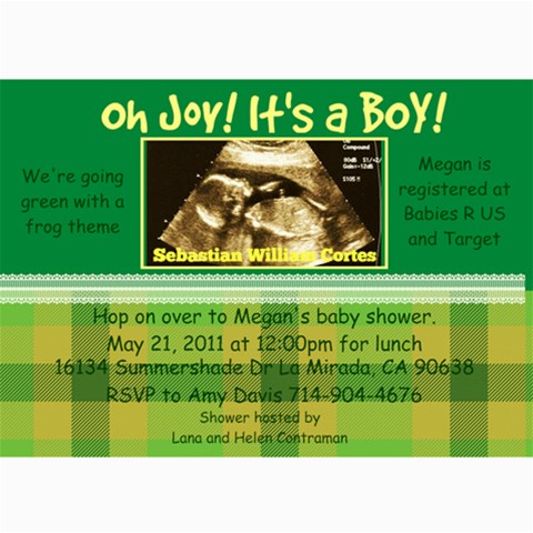 Megan Baby Shower By Amanda 7 x5  Photo Card - 3