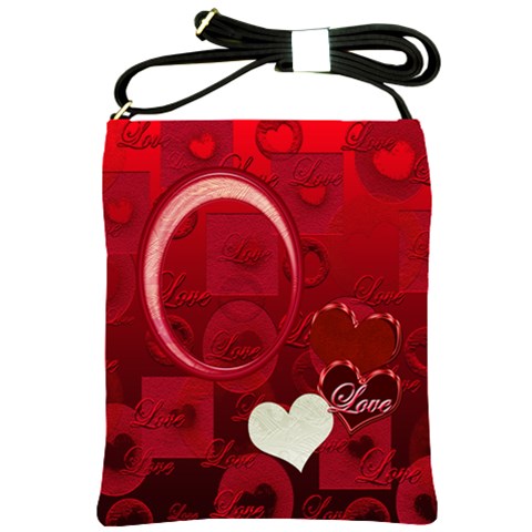 Red Love Heart Sling Bag By Ellan Front