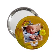 Yellow Floral Handbag Mirror - 2.25  Handbag Mirror