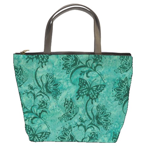 Butterflies Teal, Bucket Bag By Bags n Brellas Front