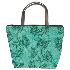 butterflies teal, bucket bag