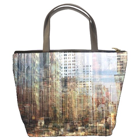 Weathered Cityscape Bucket Bag By Bags n Brellas Back