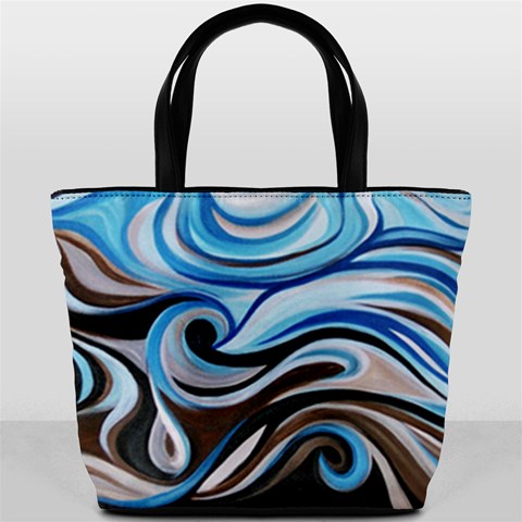 Blue&brown Swirls Bucket Bag By Bags n Brellas Front