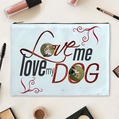 Puppy Love Extra Large Cosmetic Bag By Catvinnat Front
