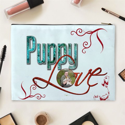Puppy Love Extra Large Cosmetic Bag By Catvinnat Back