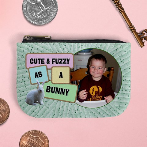 Cute Fuzzy Bunny Mini Coin Purse By Lil Front