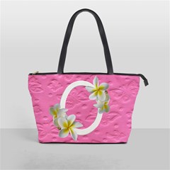 Pink Butterfly and Frangipani Shoulder Bag (2 sides) - Classic Shoulder Handbag