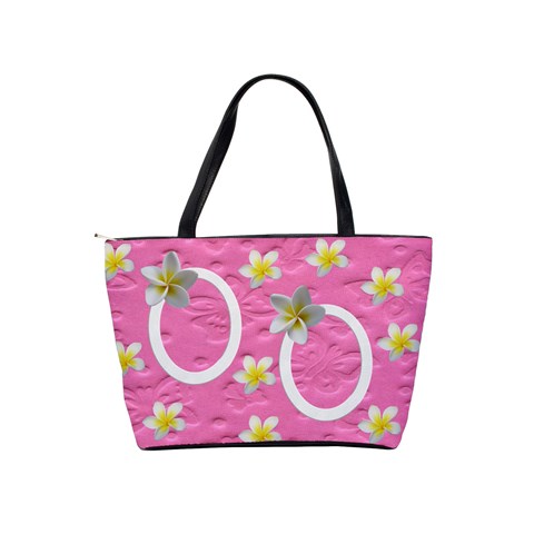 Pink Butterfly And Frangipani Shoulder Bag (2 Sides) By Deborah Back