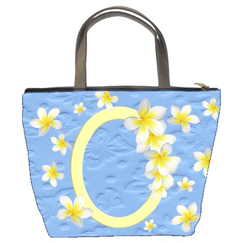 Blue Butterfly And Frangipani Bucket Bag (2sides) By Deborah Back