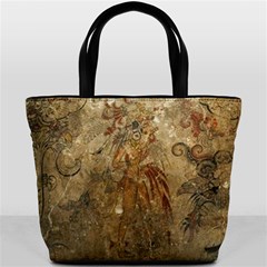 mayan wall painting bucket bag