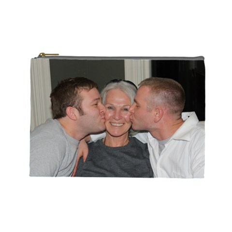 Boys Kiss Me Large Cosmetic Bag2 By Debra Macv Front