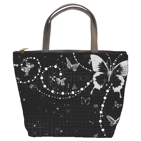 Black And White Butterflies Bucket Bag By Bags n Brellas Front