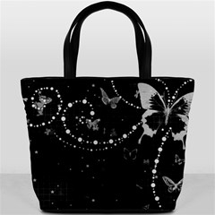 black and white butterflies bucket bag