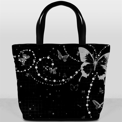 Black And White Butterflies Bucket Bag By Bags n Brellas Back